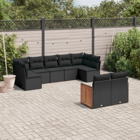 Set de sofás de jardín 8 piezas y cojines ratán sintético negro de , Conjuntos de jardín - Ref: Foro24-3227966, Precio: 562,8...