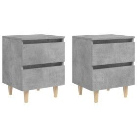 Mesitas de noche con patas 2 uds madera pino gris 40x35x50 cm de vidaXL, Mesitas de noche - Ref: Foro24-805860, Precio: 73,82...