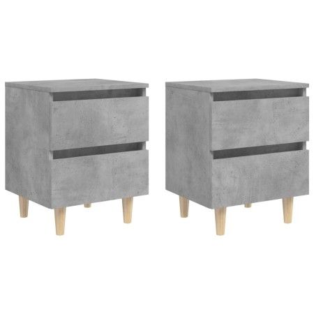 Mesitas de noche con patas 2 uds madera pino gris 40x35x50 cm de vidaXL, Mesitas de noche - Ref: Foro24-805860, Precio: 73,82...