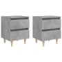 Mesitas de noche con patas 2 uds madera pino gris 40x35x50 cm de vidaXL, Mesitas de noche - Ref: Foro24-805860, Precio: 73,82...
