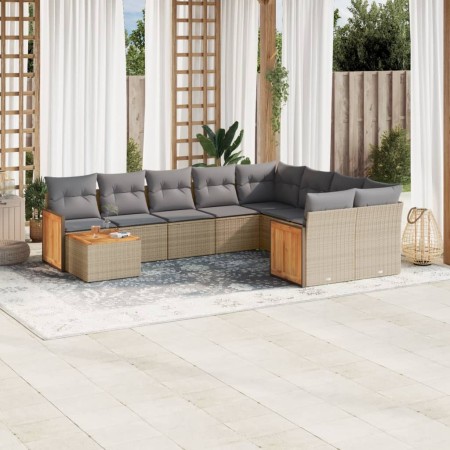 Juego de sofás jardín con cojines beige 10 pzas ratán sintético de , Conjuntos de jardín - Ref: Foro24-3227998, Precio: 575,7...