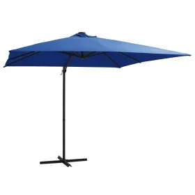 Sombrilla voladiza luces LED poste acero azul azure 250x250 cm de vidaXL, Sombrillas - Ref: Foro24-46997, Precio: 120,18 €, D...