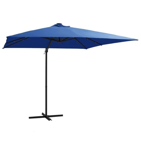 Sombrilla voladiza luces LED poste acero azul azure 250x250 cm de vidaXL, Sombrillas - Ref: Foro24-46997, Precio: 120,18 €, D...