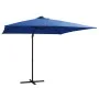 Sombrilla voladiza luces LED poste acero azul azure 250x250 cm de vidaXL, Sombrillas - Ref: Foro24-46997, Precio: 120,18 €, D...