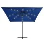 Sombrilla voladiza luces LED poste acero azul azure 250x250 cm de vidaXL, Sombrillas - Ref: Foro24-46997, Precio: 120,18 €, D...