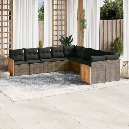 Set de sofás de jardín 10 pzas con cojines ratán sintético gris de , Conjuntos de jardín - Ref: Foro24-3228034, Precio: 595,3...