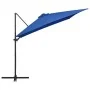 Sombrilla voladiza luces LED poste acero azul azure 250x250 cm de vidaXL, Sombrillas - Ref: Foro24-46997, Precio: 120,18 €, D...