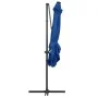 Sombrilla voladiza luces LED poste acero azul azure 250x250 cm de vidaXL, Sombrillas - Ref: Foro24-46997, Precio: 120,18 €, D...