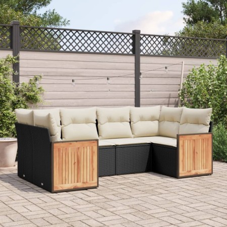 Set de sofás de jardín 6 piezas y cojines ratán sintético negro de , Conjuntos de jardín - Ref: Foro24-3227939, Precio: 366,6...