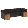 Set de comedor de jardín 7 pzas y cojines ratán sintético negro de , Conjuntos de jardín - Ref: Foro24-3227945, Precio: 468,3...