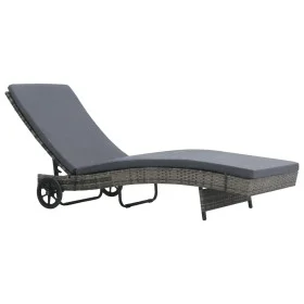 Lounger with wheels and cushion in anthracite gray synthetic rattan by vidaXL, Loungers - Ref: Foro24-47753, Price: 145,04 €,...