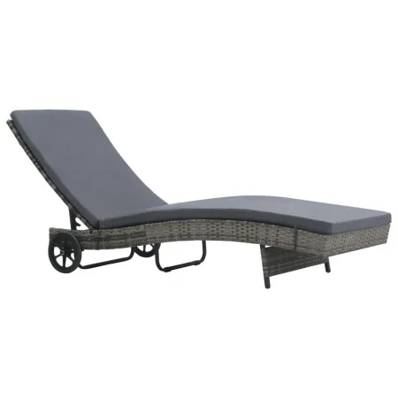 Lounger with wheels and cushion in anthracite gray synthetic rattan by vidaXL, Loungers - Ref: Foro24-47753, Price: 145,04 €,...