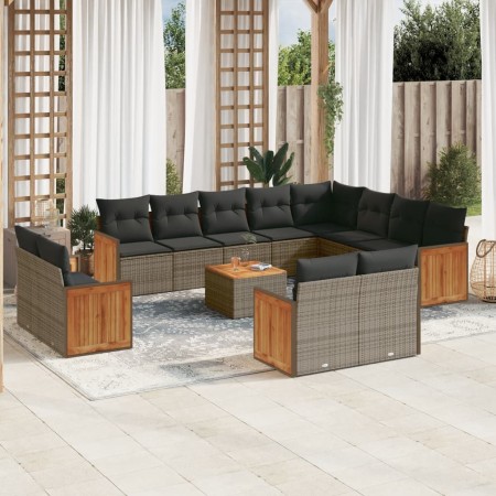 Set sofás de jardín con cojines 13 piezas ratán sintético gris de , Conjuntos de jardín - Ref: Foro24-3228202, Precio: 865,90...