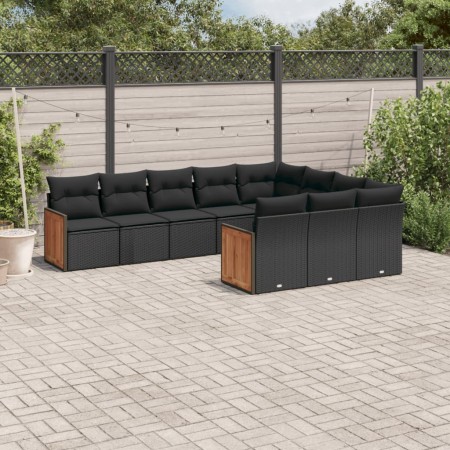 Set de sofás de jardín 10 pzas cojines ratán sintético negro de , Conjuntos de jardín - Ref: Foro24-3228015, Precio: 631,08 €...
