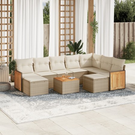 Juego de sofás jardín con cojines beige 10 pzas ratán sintético de , Conjuntos de jardín - Ref: Foro24-3228228, Precio: 573,2...