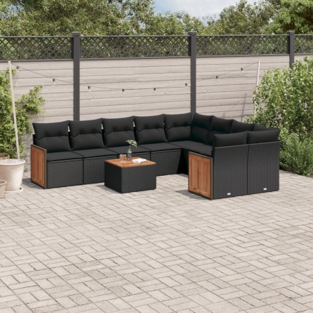 Set de sofás de jardín 10 pzas cojines ratán sintético negro de , Conjuntos de jardín - Ref: Foro24-3227987, Precio: 603,71 €...