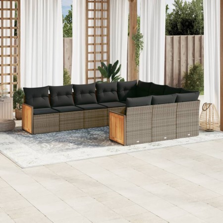 Set de sofás de jardín 10 pzas con cojines ratán sintético gris de , Conjuntos de jardín - Ref: Foro24-3228020, Precio: 595,3...