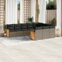 Set de sofás de jardín 10 pzas con cojines ratán sintético gris de , Conjuntos de jardín - Ref: Foro24-3228020, Precio: 595,3...