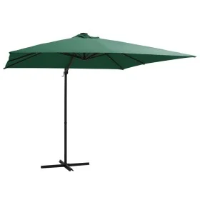 Sombrilla voladiza con luces LED y poste acero verde 250x250 cm de vidaXL, Sombrillas - Ref: Foro24-46993, Precio: 88,98 €, D...