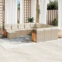 Set de sofás de jardín 12 pzas y cojines ratán sintético marrón de , Conjuntos de jardín - Ref: Foro24-3228263, Precio: 714,1...