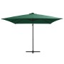 Sombrilla voladiza con luces LED y poste acero verde 250x250 cm de vidaXL, Sombrillas - Ref: Foro24-46993, Precio: 89,78 €, D...