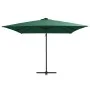 Sombrilla voladiza con luces LED y poste acero verde 250x250 cm de vidaXL, Sombrillas - Ref: Foro24-46993, Precio: 88,98 €, D...