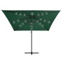 Sombrilla voladiza con luces LED y poste acero verde 250x250 cm de vidaXL, Sombrillas - Ref: Foro24-46993, Precio: 89,78 €, D...