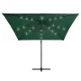 Sombrilla voladiza con luces LED y poste acero verde 250x250 cm de vidaXL, Sombrillas - Ref: Foro24-46993, Precio: 88,98 €, D...