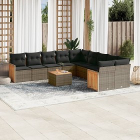 Set de sofás de jardín 11 pzas y cojines ratán sintético gris de , Conjuntos de jardín - Ref: Foro24-3228041, Precio: 634,68 ...