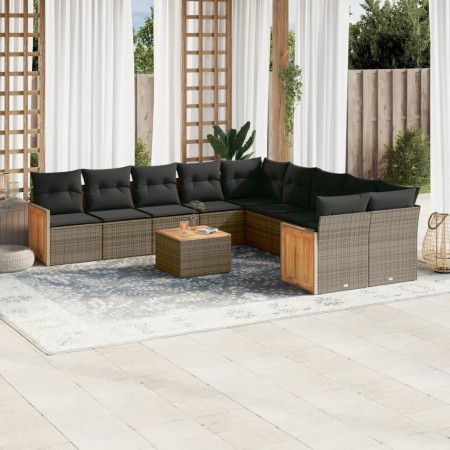 Set de sofás de jardín 11 pzas y cojines ratán sintético gris de , Conjuntos de jardín - Ref: Foro24-3228041, Precio: 634,68 ...