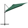 Sombrilla voladiza con luces LED y poste acero verde 250x250 cm de vidaXL, Sombrillas - Ref: Foro24-46993, Precio: 89,78 €, D...