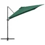 Sombrilla voladiza con luces LED y poste acero verde 250x250 cm de vidaXL, Sombrillas - Ref: Foro24-46993, Precio: 88,98 €, D...