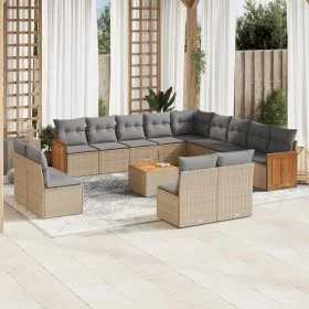 Set sofás de jardín 14 pzas con cojines ratán sintético beige de , Conjuntos de jardín - Ref: Foro24-3228173, Precio: 867,17 ...
