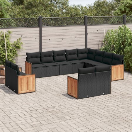 Set de sofás de jardín 12 piezas cojines ratán sintético negro de , Conjuntos de jardín - Ref: Foro24-3228190, Precio: 843,39...