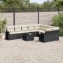Set de sofás de jardín 10 pzas cojines ratán sintético negro de , Conjuntos de jardín - Ref: Foro24-3220645, Precio: 553,51 €...