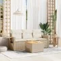 Garden sofa set with cushions 4 pieces beige synthetic rattan by , Modular outdoor sofas - Ref: Foro24-3224434, Price: 277,91...