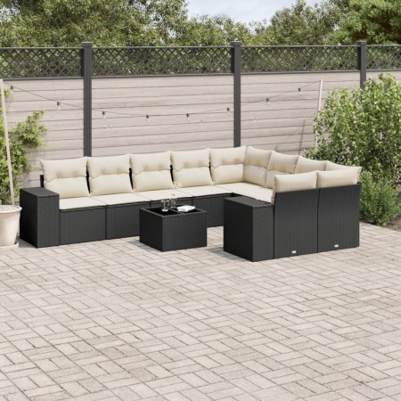 Set de sofás de jardín 10 pzas cojines ratán sintético negro de , Conjuntos de jardín - Ref: Foro24-3223045, Precio: 565,72 €...
