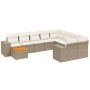 Set de sofás de jardín 11pzas con cojines ratán sintético beige de , Conjuntos de jardín - Ref: Foro24-3225631, Precio: 699,3...