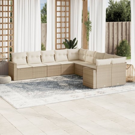 Juego de sofás jardín con cojines beige 10 pzas ratán sintético de , Conjuntos de jardín - Ref: Foro24-3219498, Precio: 639,6...
