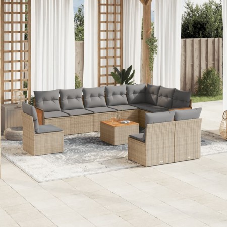 Set de sofás de jardín 11pzas con cojines ratán sintético beige de , Conjuntos de jardín - Ref: Foro24-3260162, Precio: 667,7...