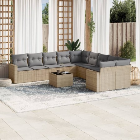 Set de sofás de jardín 11pzas con cojines ratán sintético beige de , Conjuntos de jardín - Ref: Foro24-3219509, Precio: 684,5...
