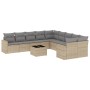 Set de sofás de jardín 11pzas con cojines ratán sintético beige de , Conjuntos de jardín - Ref: Foro24-3219509, Precio: 684,5...