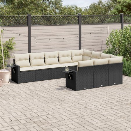 Set de sofás de jardín 10 pzas cojines ratán sintético negro de , Conjuntos de jardín - Ref: Foro24-3220685, Precio: 562,31 €...