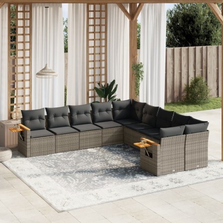 Set de sofás de jardín 10 pzas con cojines ratán sintético gris de , Conjuntos de jardín - Ref: Foro24-3259596, Precio: 608,5...