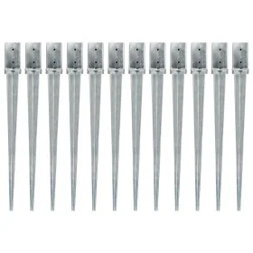 Erdspieße 12 Stück silber verzinkter Stahl 8x8x91 cm von vidaXL, Spikes zur Verankerung im Boden - Ref: Foro24-145412, Preis:...