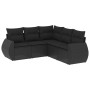 Set de muebles de jardín 5 pzas y cojines ratán sintético negro de , Conjuntos de jardín - Ref: Foro24-3221344, Precio: 351,1...