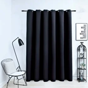 Cortina opaca con anillas de metal negro 290x245 cm de vidaXL, Cortinas y visillos - Ref: Foro24-134413, Precio: 40,79 €, Des...