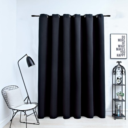 Cortina opaca con anillas de metal negro 290x245 cm de vidaXL, Cortinas y visillos - Ref: Foro24-134413, Precio: 45,77 €, Des...