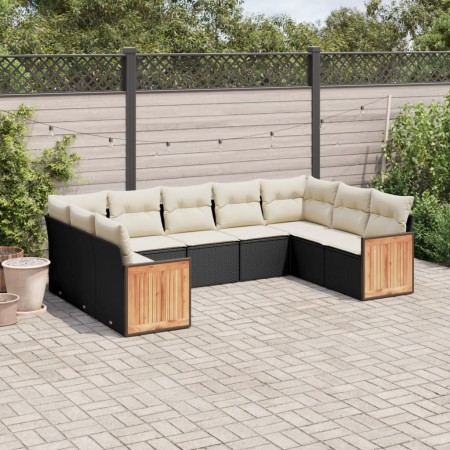 Set de sofás de jardín 8 piezas y cojines ratán sintético negro de , Conjuntos de jardín - Ref: Foro24-3227953, Precio: 509,1...