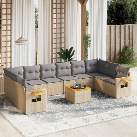 Set de sofás de jardín 11pzas con cojines ratán sintético beige de , Conjuntos de jardín - Ref: Foro24-3227172, Precio: 678,9...